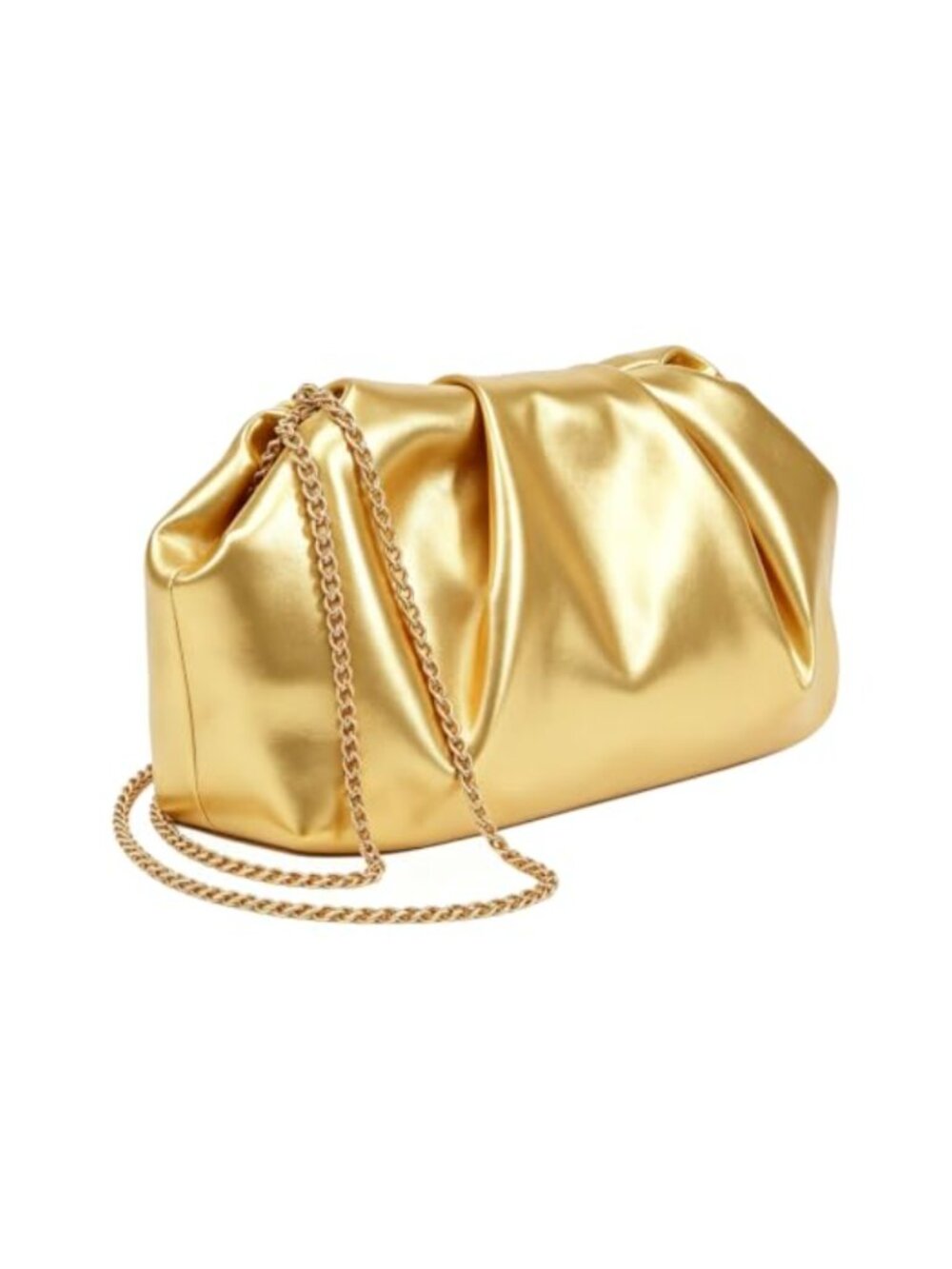 PU Leather Pleated Clutch Evening Bag with Chain - Women's Formal Handbag